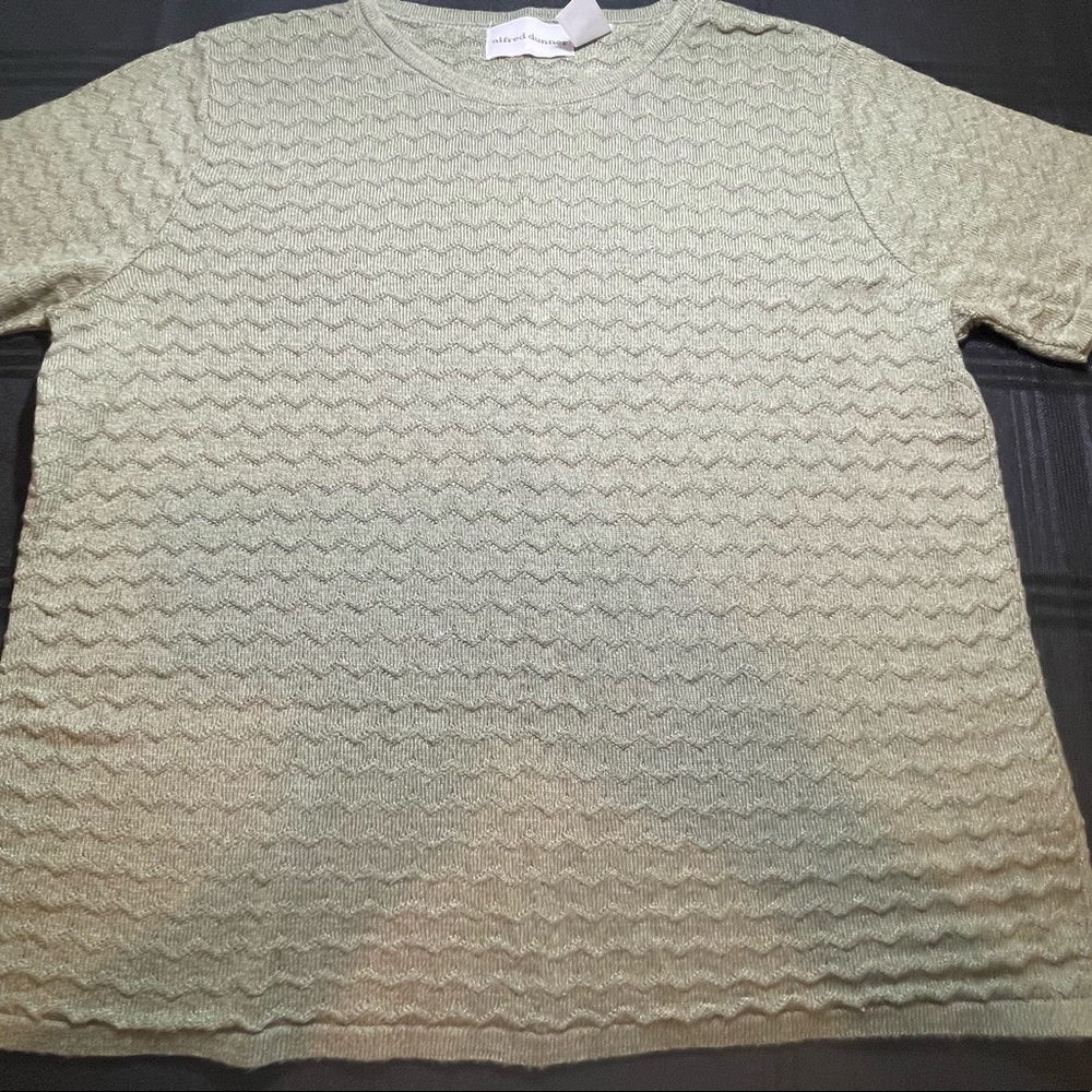 Alfred Dunner Moss Green Short Sleeve Textured Sweater sz Medium